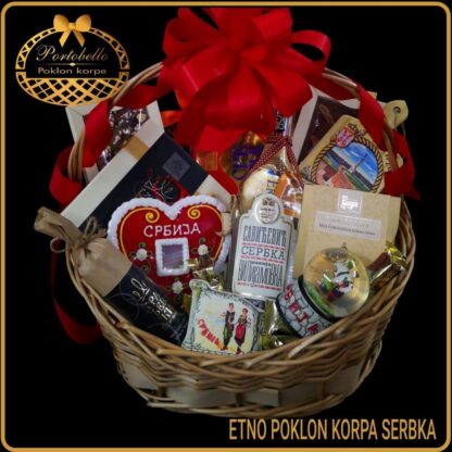 Etno poklon iz Srbije etno poklon korpa Serbka