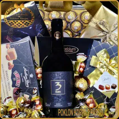 poklon korpa sa italijanskim vinom i čokoladama detalj