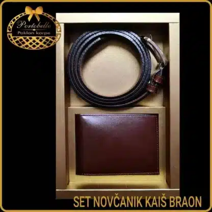 Poklon set novčanik kaiš braon