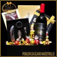 poklon set za slavu sa vinom i bombonjerama