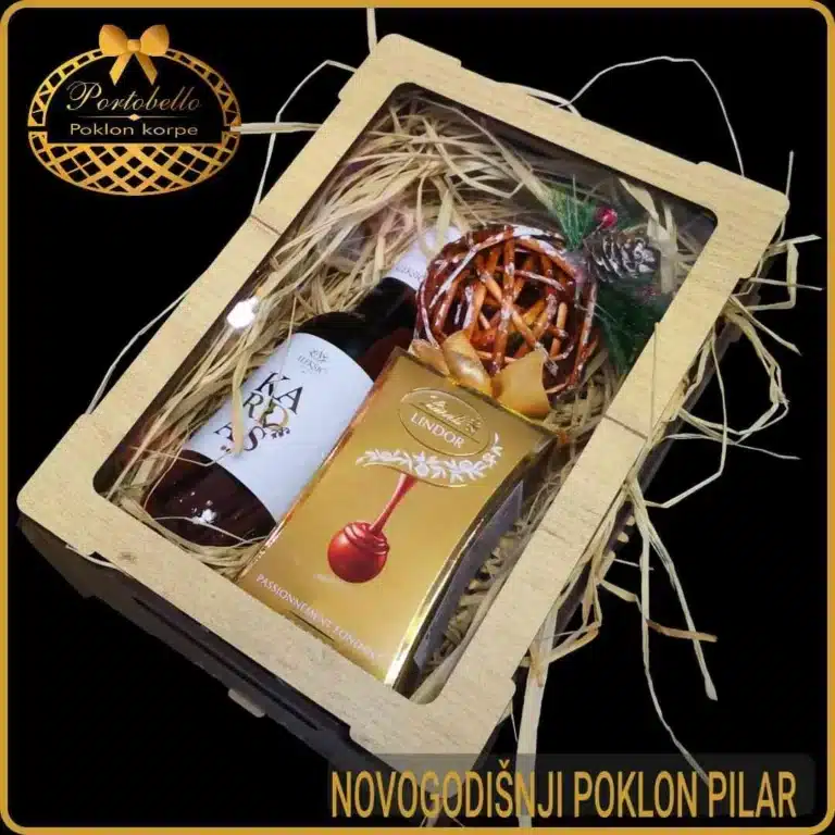 korporativni novogodišnji poklon Pilar sa vinom