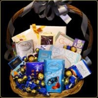 poklon korpa plava fantazija sa lindt i ferrero cokoladama bez alkohola