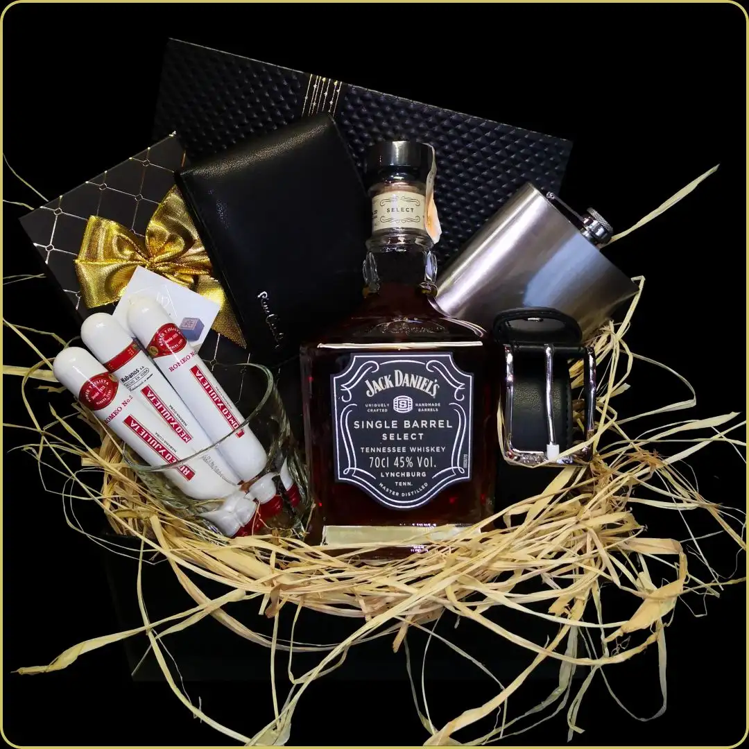 poklon set single barrel sa viskijem i cigarama za muškarca