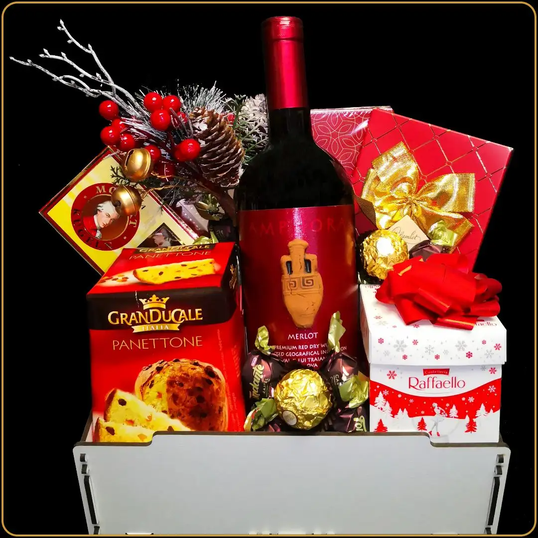 novogodisnji poklon gajbica feelings vino cokolade ukras