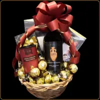 poklon korpa amfora sa vinom i čokoladama za muškarca