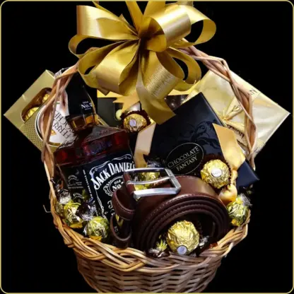 poklon korpa sa jack daniels viskijem i cokoladama
