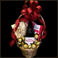 poklon korpa gran maestro sa crvenim vinom i belgijskom čokoladom