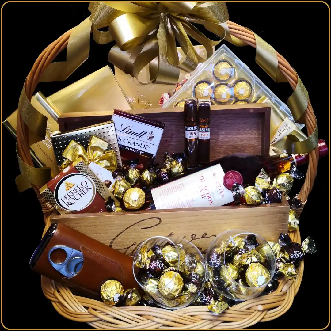 poklon korpa traditional sa konjakom i cigarama za muškarca