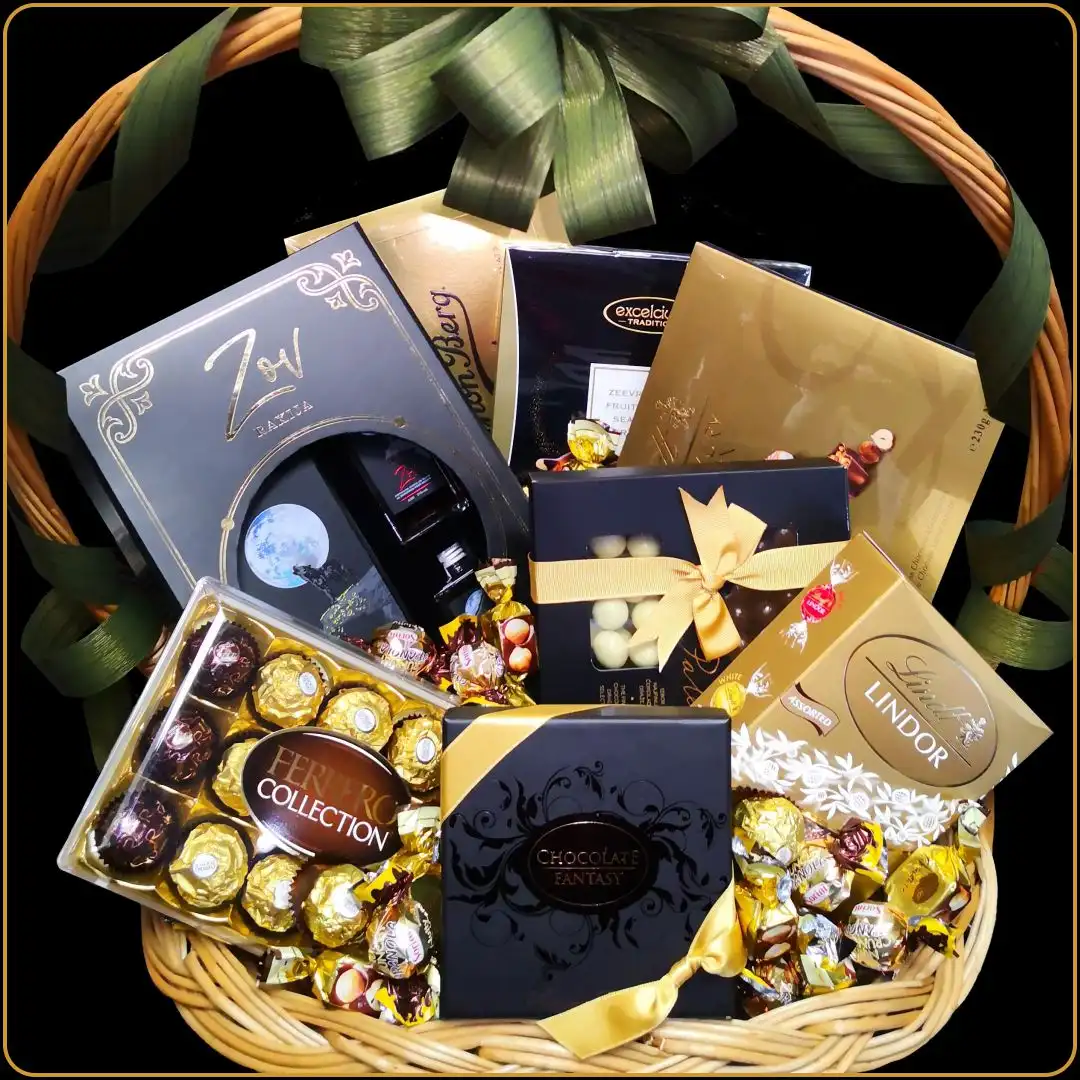 poklon korpa zov mix sa luksuznom rakijom i premium cokoladama