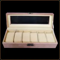 kutija za satove peach 6 otvorena sa pregradama za 6 satova