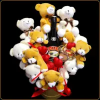 poklon baileys meda sa plišanim igračkama i likerom