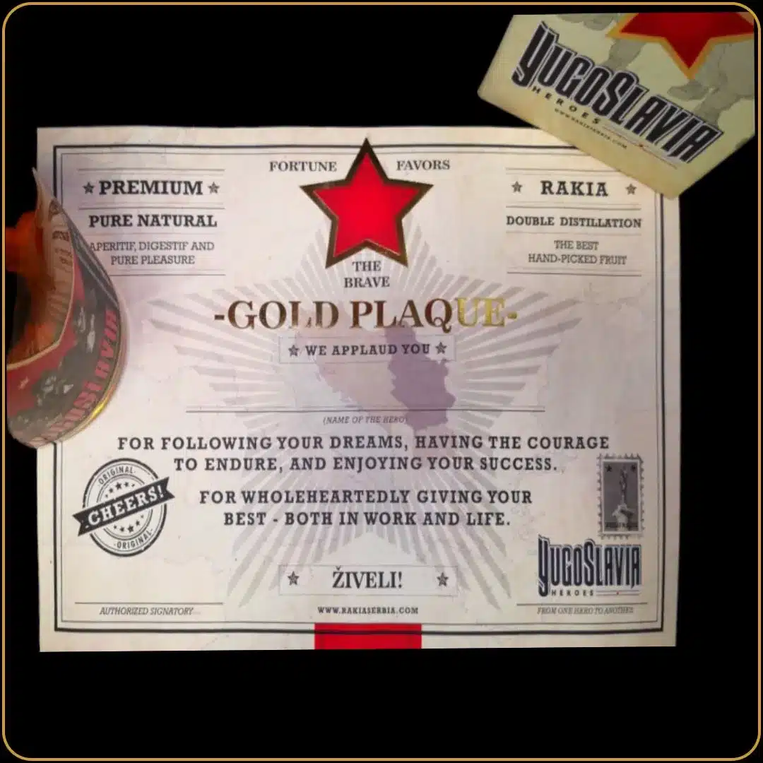 diploma za korpu jugoslavija sa rakijom i cokoladama