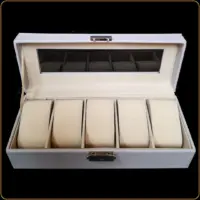 otvorena kutija za satove poklon sa pet pregrada bela