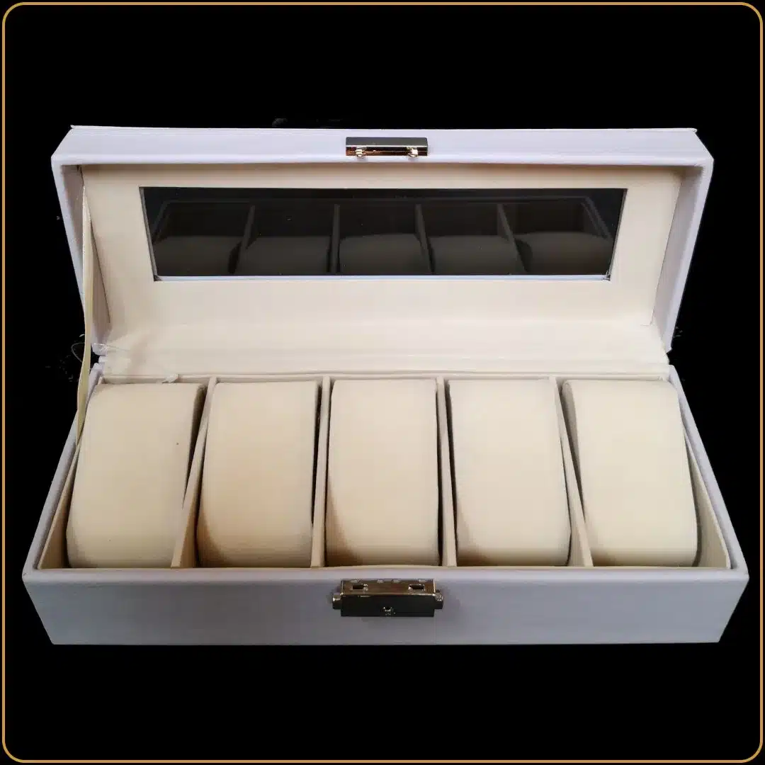 otvorena kutija za satove poklon sa pet pregrada bela