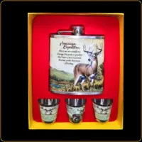 set za pice jelen pljoska tri casice poklon