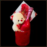 poklon set meda sa vinom bombonjerom i plisanom igrackom