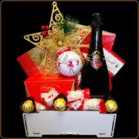 poklon gajbica baron sa penušavim vinom i čokoladama za novu godinu