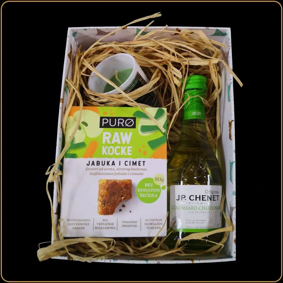 poklon set colombard sa belim vinom i svećom za žene