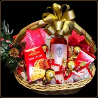 novogodisnji poklon lindor sa roze vinom i praznicnim cokoladama