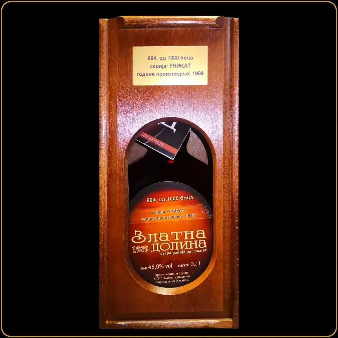 zlatna dolina rakija unikat boca sa brojem