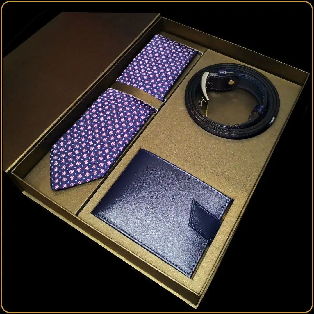 set kravata kaiš novčanik plavi poklon za muškarca