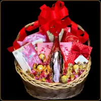 poklon korpa bottega rose za ženu sa šampanjcem i čokoladama