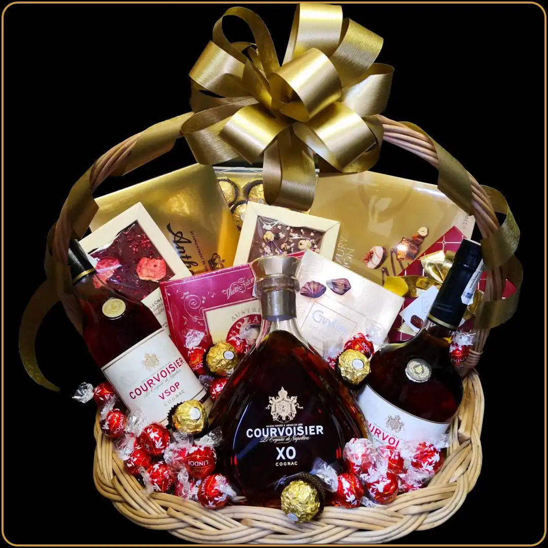 poklon korpa courvoisier trio konjak i čokolade