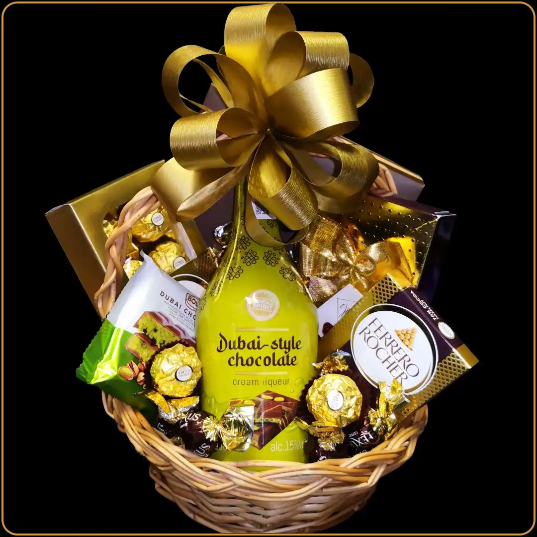 poklon korpa dubai style sa tokay spirit likerom i čokoladama