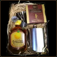 poklon set zlatna dolina rakija pljoska i cokolada