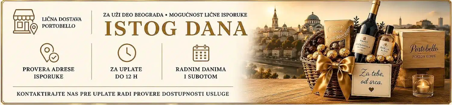 mogućnost dostave poklona istog dana i lične dostave u Beogradu uz prethodnu proveru