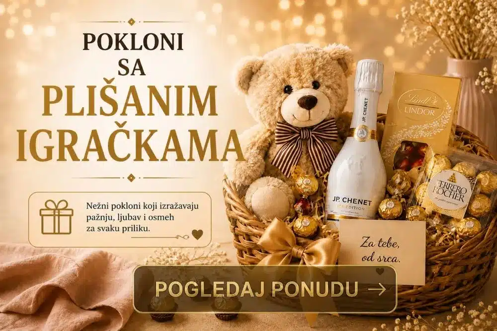 pokloni sa plišanim igračkama i poklon korpom