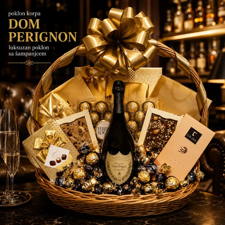 luksuzan poklon sa šampanjcem dom perignon