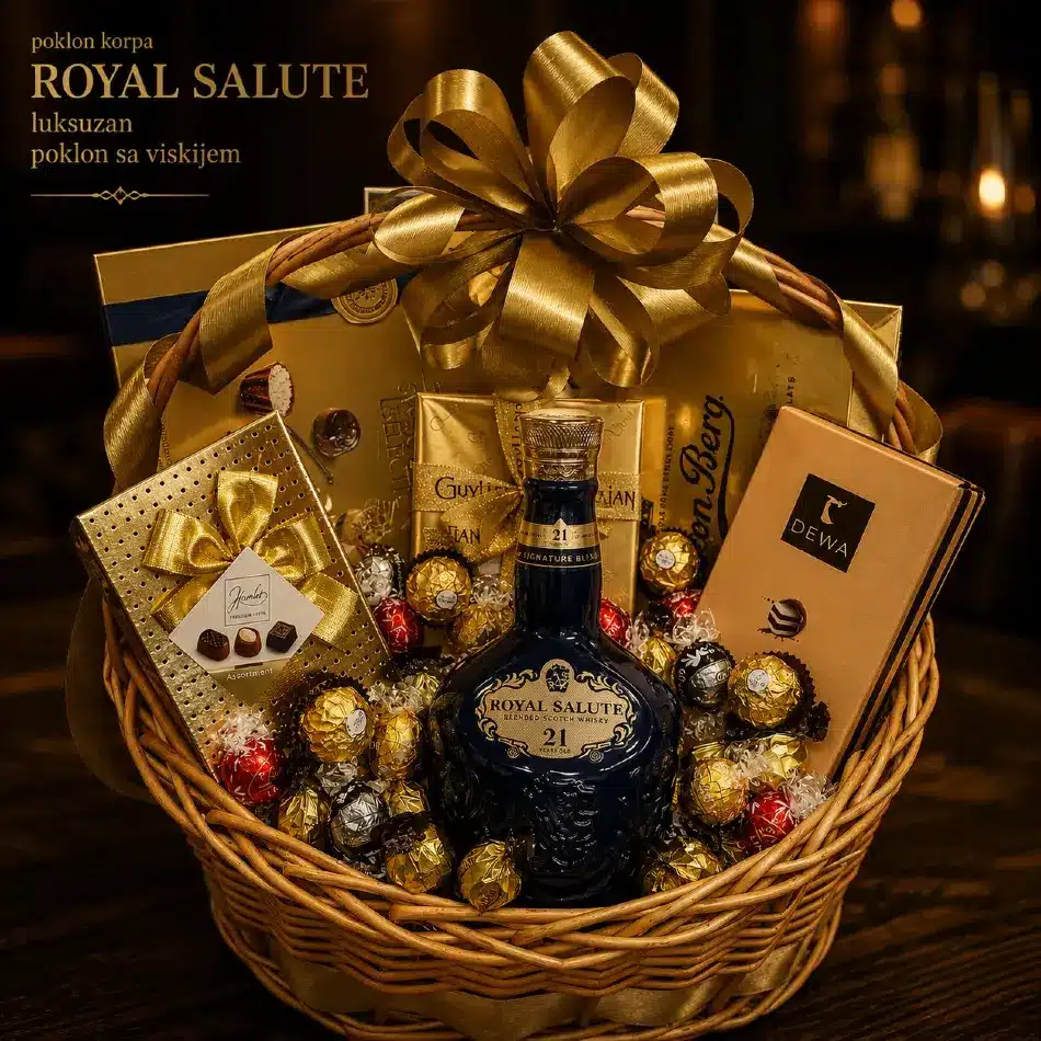 luksuzan poklon sa viskijem korpa royal salute