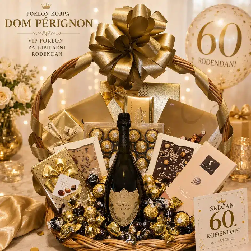 poklon korpa Dom Perignon za jubilarni 60. rođendan