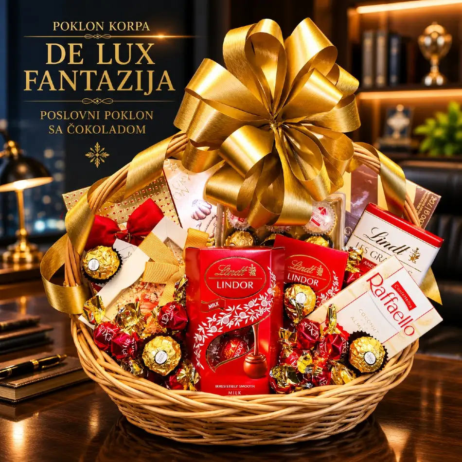poslovni poklon sa čokoladama korpa de lux fantazija