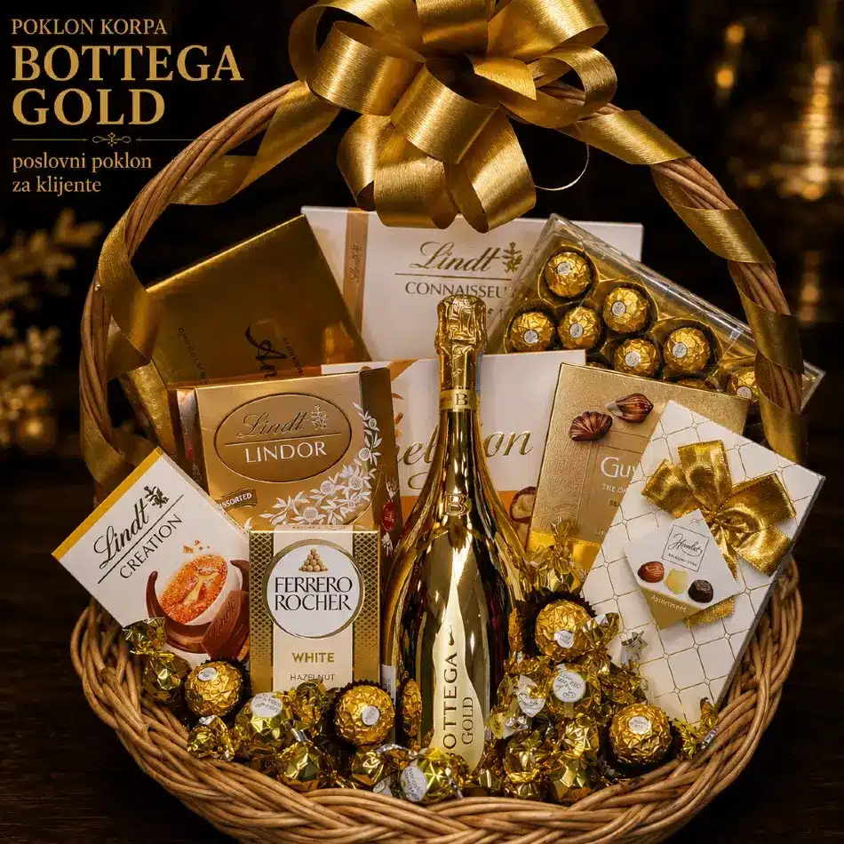 Poslovni poklon za klijente korpa Bottega Gold