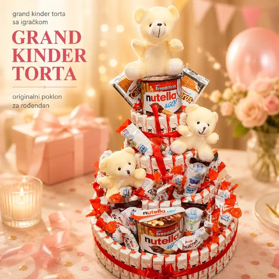 Grand Kinder torta sa igračkom kao rođendanska poklon-kreacija