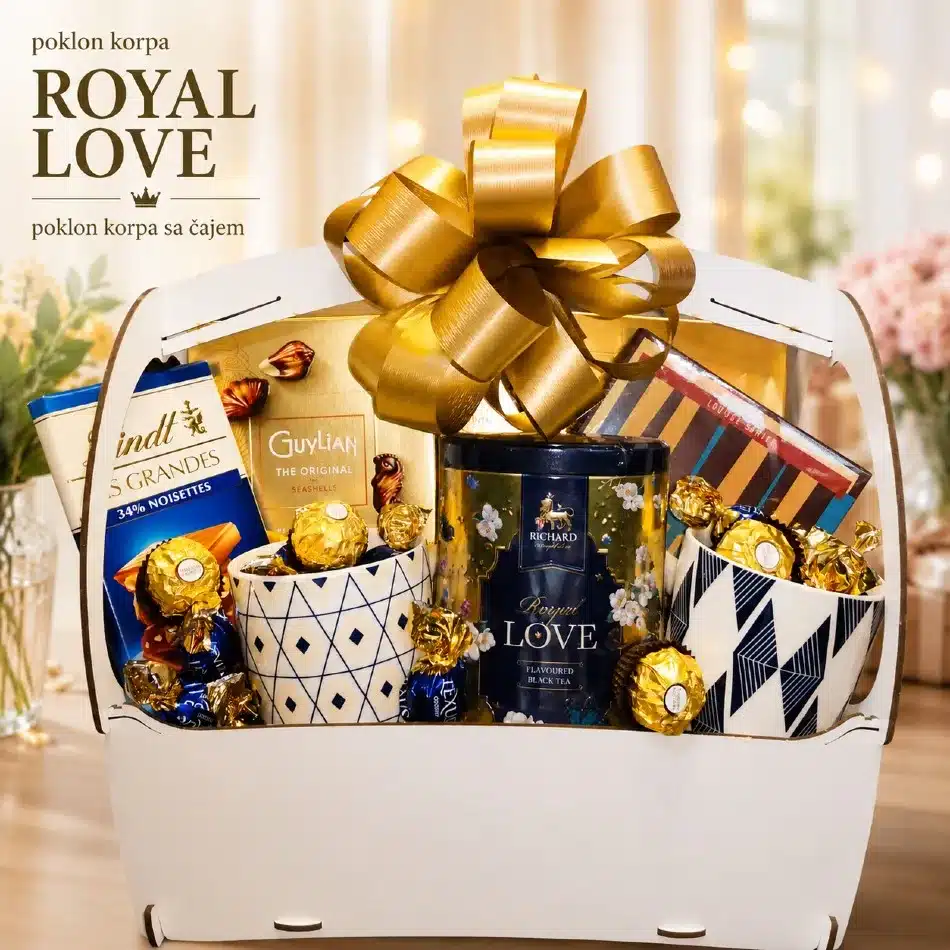 poklon korpa sa čajem royal love