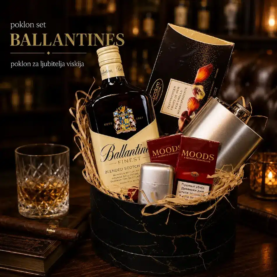 poklon za ljubitelja viskija set ballantines