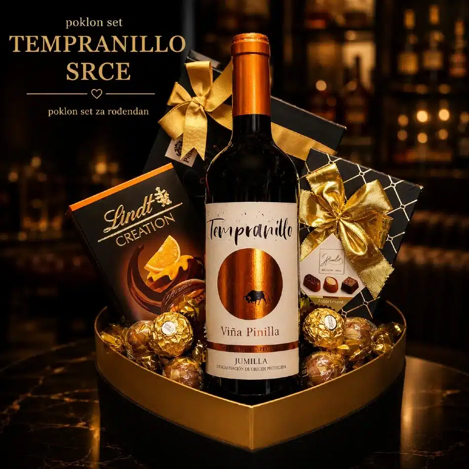 poklon set za rođendan tempranillo srce
