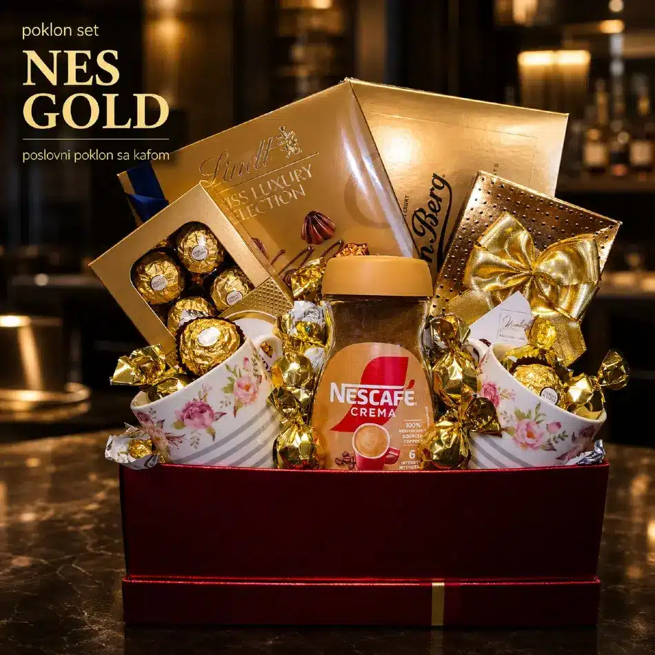 poklon set sa kafom nes gold