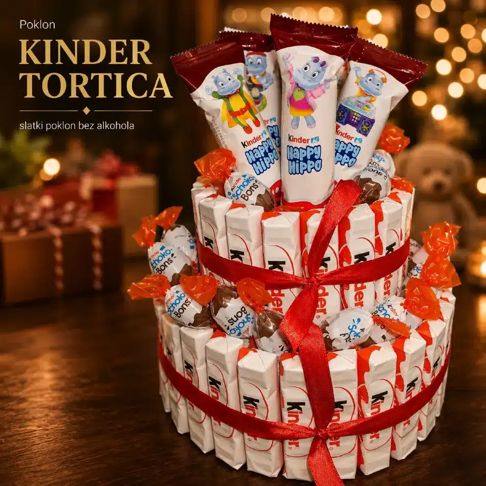 slatki poklon bez alkohola do 5000 kinder tortica